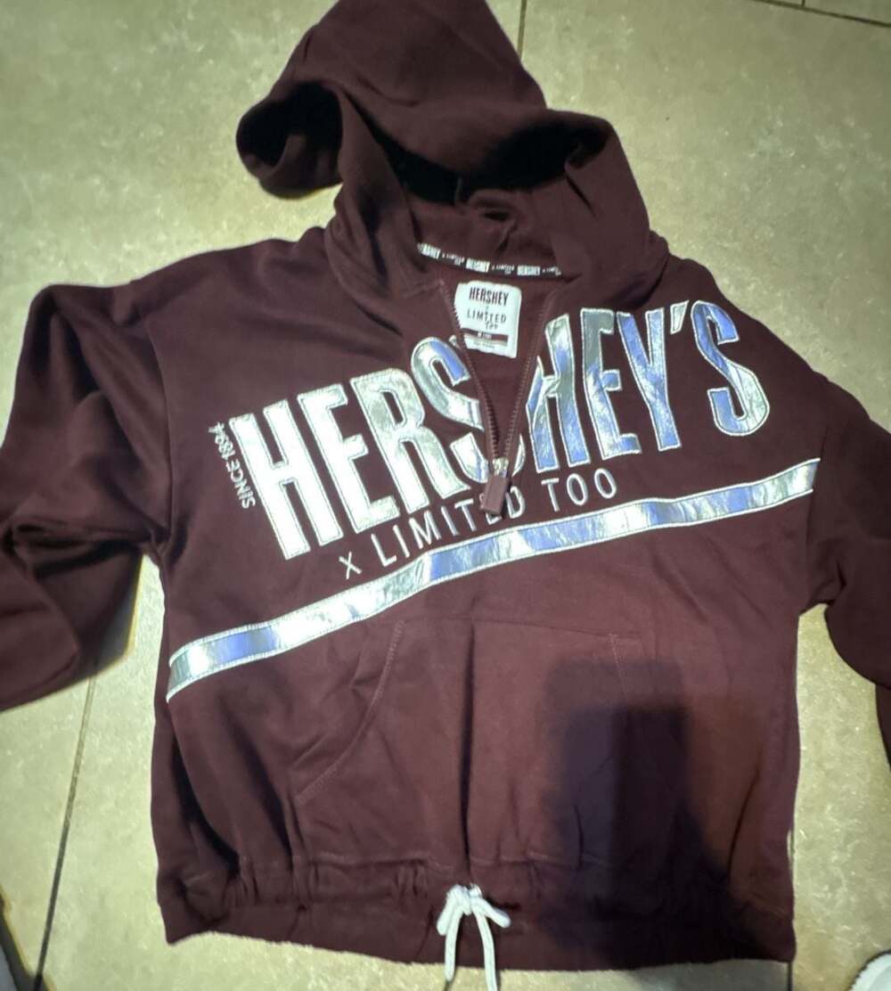 Hershey x Limited Too Half Zip Pullover Hoodie Size M (10) Maroon Silver